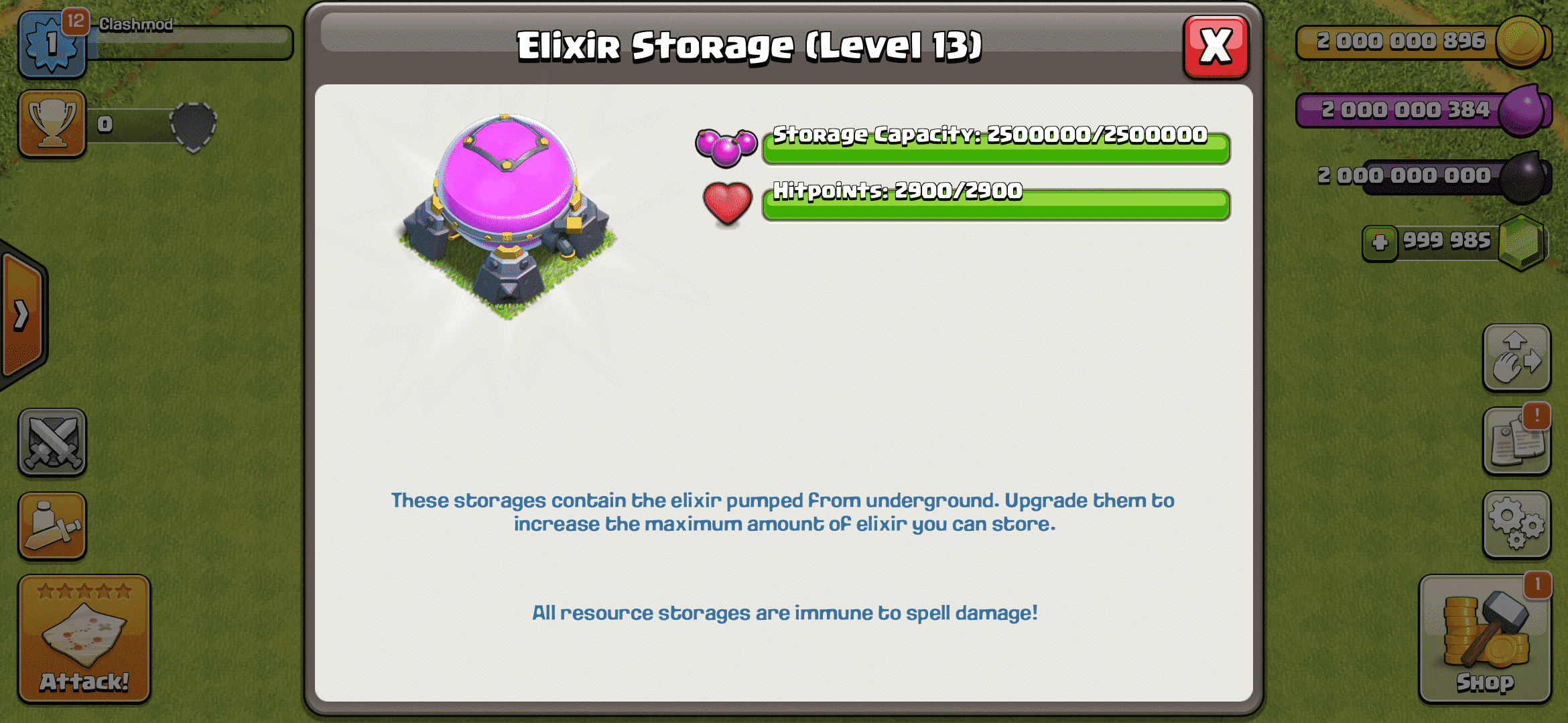 Clash of clans elixir storage
